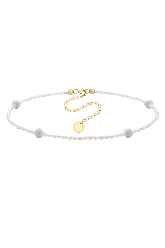  CHOKER "GREY DOTS" - 42 cm - perły - srebro pr. 925 - pozłacany