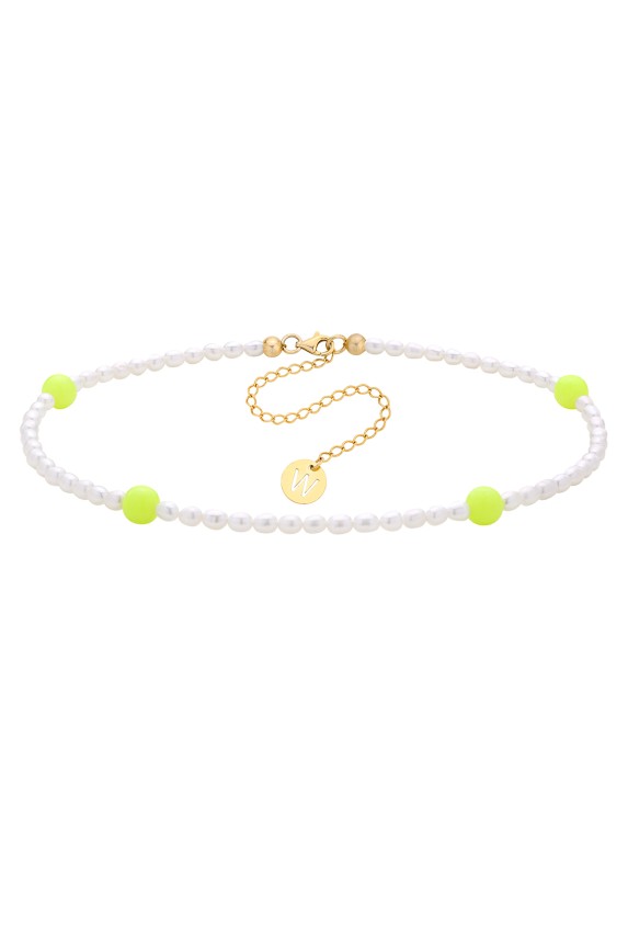  CHOKER "NEON DOTS" - 42 cm - perły - srebro pr. 925 - pozłacany