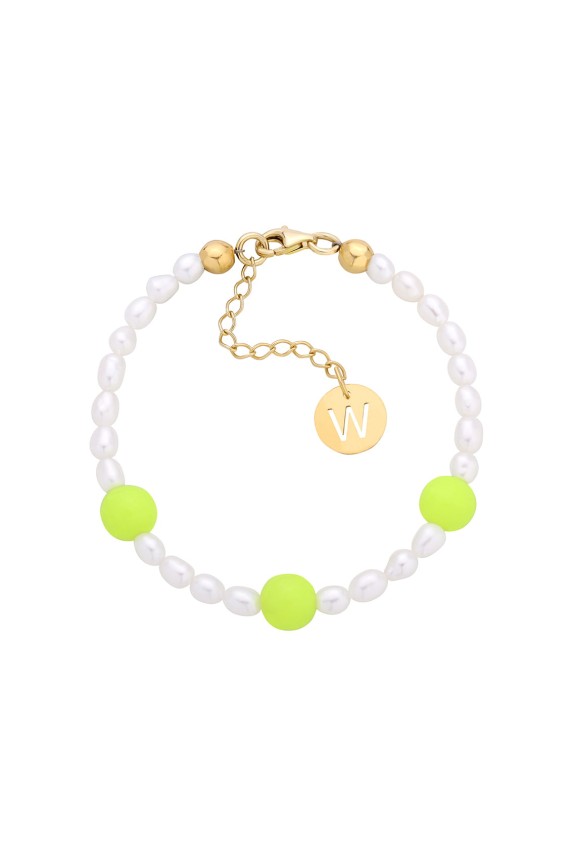 BRANSOETKA "NEON DOTS" - 19 cm - perły - srebro pr. 925 - pozłacana