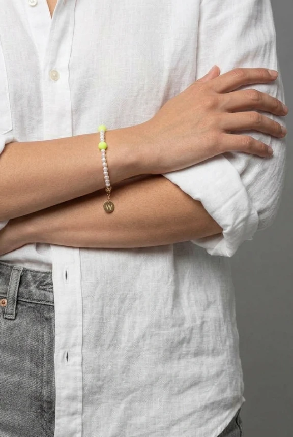 BRANSOETKA "NEON DOTS" - 19 cm - perły - srebro pr. 925 - pozłacana
