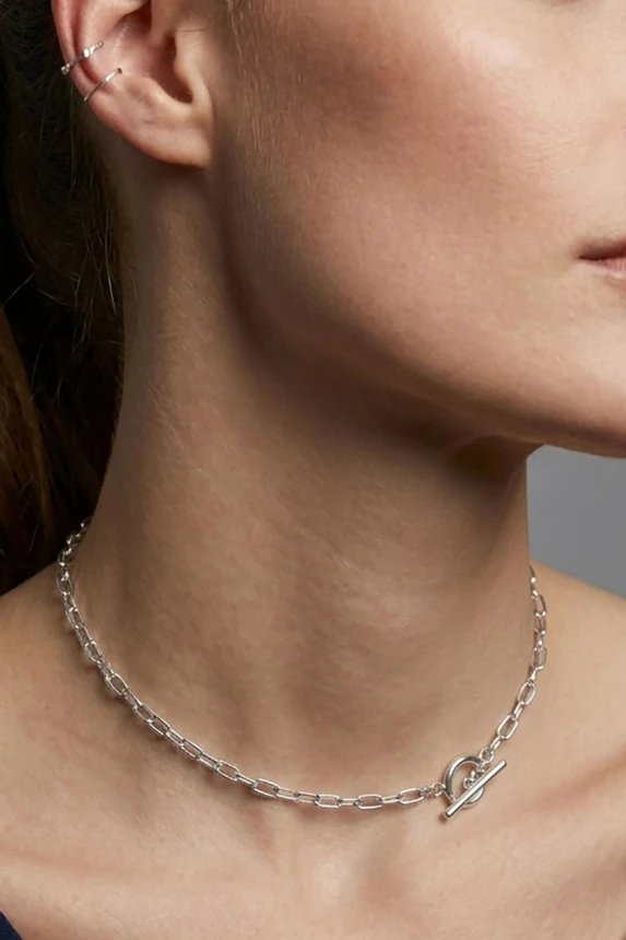 CHOKER "CLASSIC" - duży togiel - srebro pr. 925 - pozłacany lub srebrny